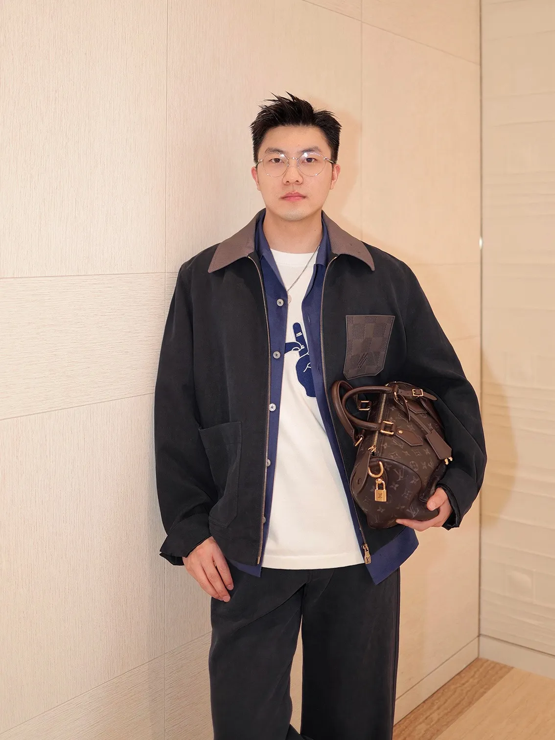 Louis Vuitton/Louis Vuitton checkerboard leather pocket blend work jacket